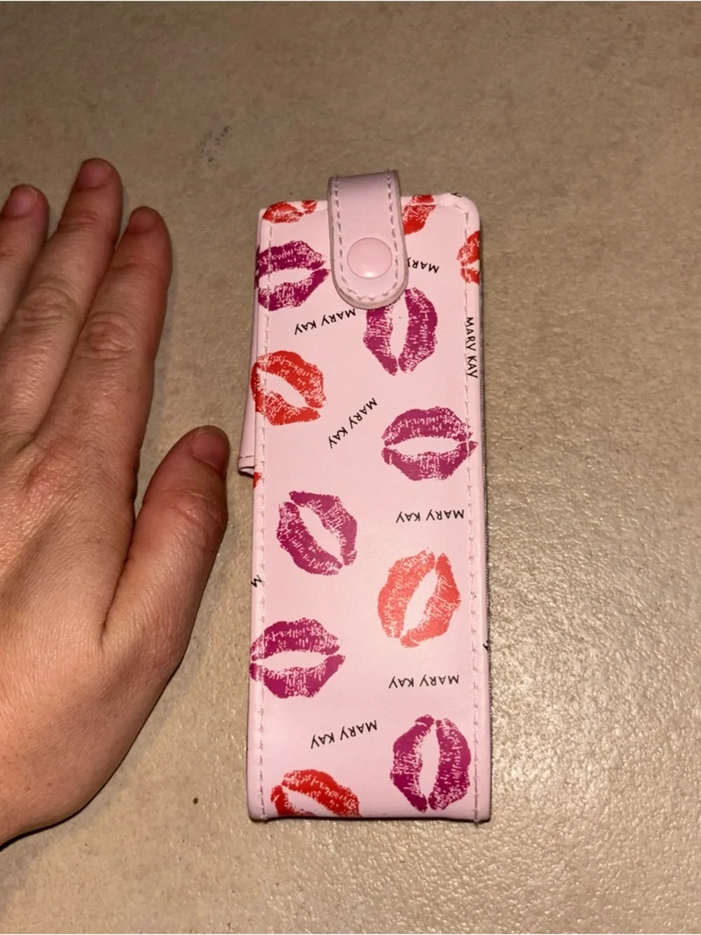 Mary Kay Pink Lip Print Lipstick Case with Mirror